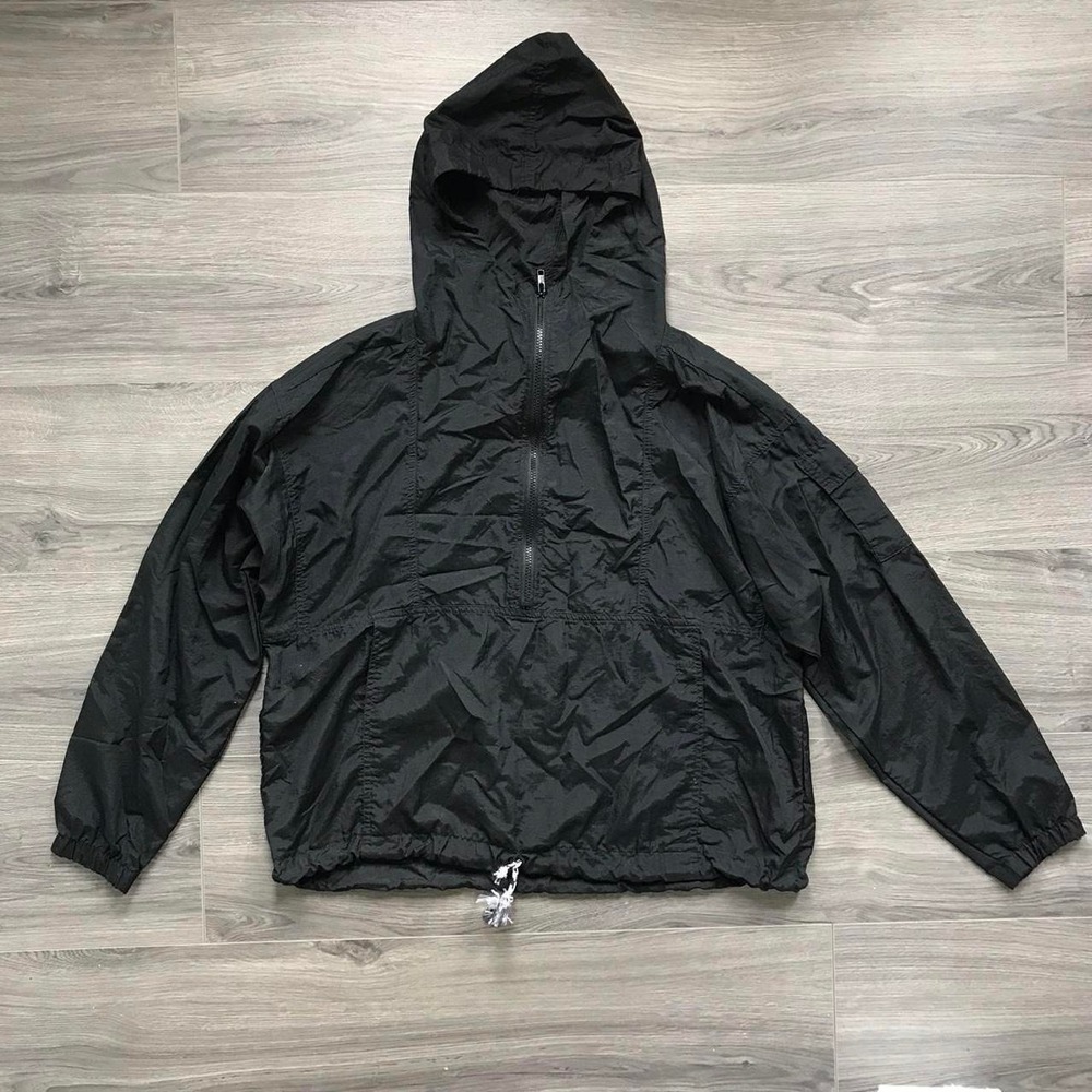 New Wave Sportswear Windbreaker Hoodie Mens XL Black Retro Vintage Pullover